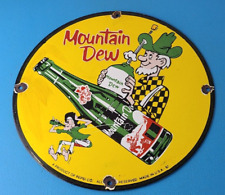 Vintage Mountain Dew Porcelain - Gas Pump Plate Sign - Soda Bottles Pepsi Sign picture