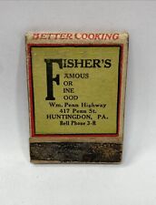 Huntingdon, PA Fisher's Restaurant 'Famous For Fine Food' Vtg Matchbook Cover picture