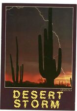 Postcard AZ Desert Storm ARIZONA - Saguaro Cactus Lightning Strike Sunset  picture