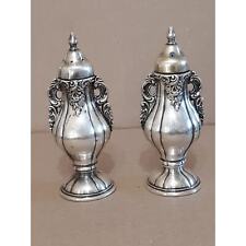 Baroque by Wallace Silver, Ribbed Body Floral Scrool Salt & Pepper Shakers picture
