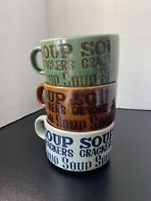 Set Of Three (3)Soup & Cracker Stoneware Large Mugs/Cups picture