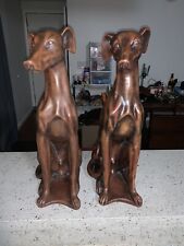 One Huge 20” Resin Bronze Wash Vintage Greyhound Whippet Statue-9+ Lbs-Awesome picture