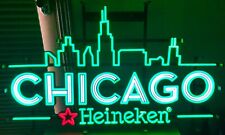 Heineken Beer Brewery Authentic Chicago Skyline Light Up LED Sign NEW MIB picture