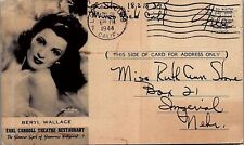 1944 HOLLYWOOD CA BERYL WALLACE EARL CARROLL THEATRE ADVERTISING POSTCARD 38-101 picture