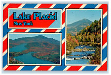 1972 Aerial View, Multiview of Mirror Lake & Lake Placid New York NY Postcard picture