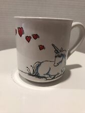 Vintage 1980's Russ Berrie & Co Unicorn Heart Love Coffee Tea Cup Mug #8091 picture