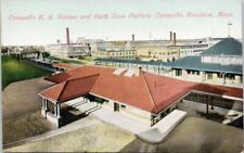 Campello Brockton MA Compello RR Station Depot Keith Shoe Factory Postcard H55 picture
