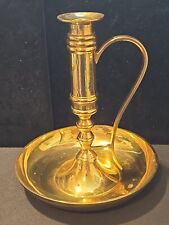 Vintage Solid Brass Chamber Stick Candle Holder W/handle made India 7 1/4
