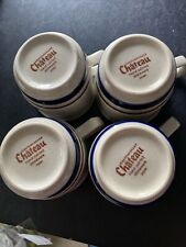 Vintage Chateau Coffee Mugs Made In Japan Set Of 4 Red Blue And Beige picture