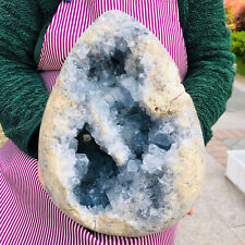 12.1KG Natural Beautiful Blue Celestite Crystal Geode Cave Mineral Specimen 634 picture