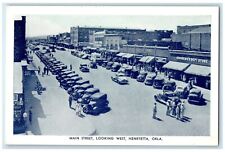 c1940 Main Street Looking West Classic Cars Henryetta Oklahoma Vintage Postcard picture