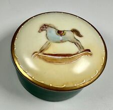 Vintage Porcelain Artisan Hand Painted Rocking Horse Trinket Ring Box picture