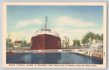 Postcard Modern Freighter, Loaded, In MacArthur Lock, Sault Ste. Marie, Mich. picture