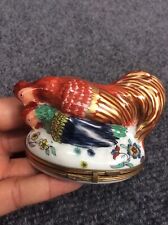 Rare Vtg Limoges France Roosters Chickens Trinket Box picture