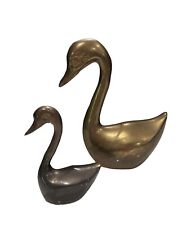 Set of 2 Vintage Brass Swans  picture