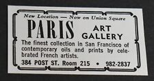 1969 Print Ad San Francisco Paris Art Gallery Contemporary Oils French Artists picture