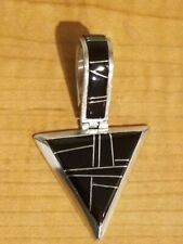 Reduced New/Vintage '95 Rose Castillo Navajo Sterling/Onyx Channel Inlay Pendant picture