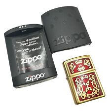 ZIPPO 2002 IMPERIAL FILIGRE RED GOLD EMBLEM LIGHTER w/ Case  picture