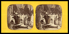 Medieval Scene, Crowd Around a Man on the Ground, ca.1870, Day/Nude Stereo picture