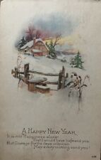 Happy New Years Postcard Crystal Michigan MI Holiday Snow Scene picture