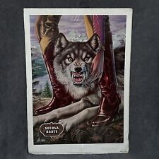 Vtg Original 1981 Nocona Cowboy Boots Wolf Poster 28