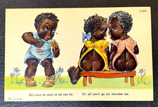 CURT TEICH 1930s Kid Americana Humor Folk Art Linen Postcard Vtg New Stock picture