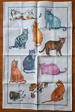 Vintage McCaw Allan Irish Linen Cats  Tea Towel Wall Hanging Irish Cabin picture