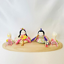 Poteri Hina 2 Dolls Wooden Stand Decoration Ornaments Set Hinamatsuri picture