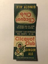 Clicquot Club Beverages Ginger Ale Advert Vintage Matchbook Cover RARE  picture