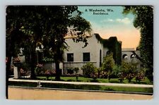 Waukesha WI, Spanish Style Residence, Gardens, Wisconsin c1916 Vintage Postcard picture
