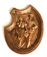 Cast Bronze Risque Decorative Ashtray WWI Era European  Soldier Maid VTG picture