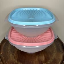 Vintage Tupperware, 2 Servalier Containers, Pink and Aqua picture