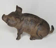 Large Vintage Cast Iron Pig Piggy Bank Door Stop Farmhouse Decor Rustic Animal  picture