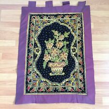 fabric wall hanging tapestry kalaga vintage embroidered flower basket  thai picture