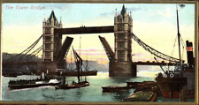 c1912 LONDON THE TOWER BRIDGE VIEW STEAMERS TUCK POSTCARD P1035 picture