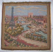 Vintage GOBLYS French Cotton Tapestry Paris France Eiffel Tower Arch Triomphe picture
