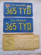 California PAIR (blue base) # 365 TYD (1970-1979) DMV Clear picture
