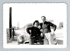 Vintage 1950s Men with Classic Car Photo 4.5x3.25 Black and White picture