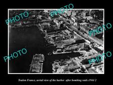OLD LARGE HISTORIC PHOTO TOULON FRANCE AERIAL VIEW AFTER WWII BOMING c1944 3 picture