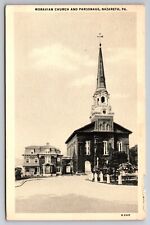 Moravian Church & Parsonage Nazareth Pennsylvania PA 1947 Postcard picture