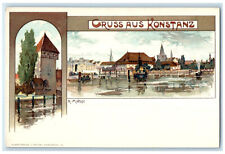 c1950's Ship Sailing Greetings from Konstanz Germany Vintage Postcard picture