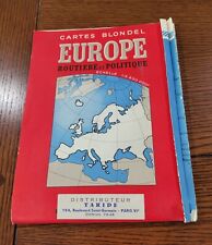 Vintage 1958 Cartes Blondel Europe Routiere Et Politique Map Paris. picture