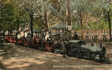 Hand Colored Postcard People Riding Miniature Train At Elitch's Garden Denver CO picture