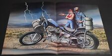1981 Print Ad David Mann Motorcycle Magazine Centerfold Flat Tire Rain Art Lady picture