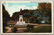 Antique Postcard - Linne Monument - Lincoln Park - Chicago IL picture