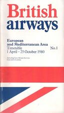BRITISH AIRWAYS EUROPEAN & MEDITERRANEAN TIMETABLE SUMMER 1980 NO.1  picture