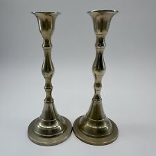 Solid Brass Pair (2) of Tapered Candlestick Holders Vintage Mid Century Decor picture