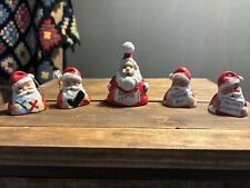 Vintage 1950's Made in Japan Ceramic Figural Santa Claus Bell Ornament Lot picture