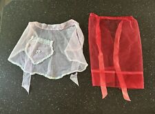 Vintage Sheer Mesh Hostess Aprons Pale Pink and Red picture