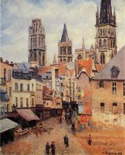 Oil painting Rue-de-lepicerie-at-Rouen-on-a-Grey-Morning-1898-Camille-Pissarro-o picture